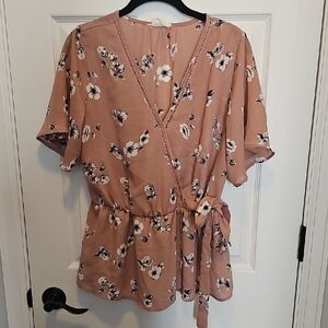 Orange Cream Flutter Sleeve Wrap Blouse